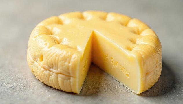 Soft brie, bloomy rind, delicate texture, pristine backdrop , gourmet, ingredient