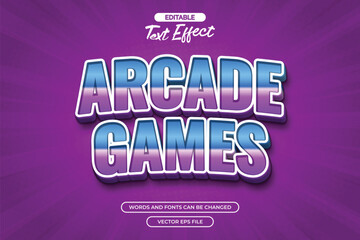 Arcade games editable text effect with 3d modern text style