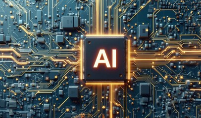 AI chip innovation. Artificial Intelligence technology concept, Digital technology. AI, artificial intelligence Futuristic technology background.
