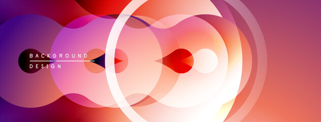 Abstract gradient shapes overlap, creating dynamic visual effect. Warm colors dominate composition, suggesting energy, modernity.