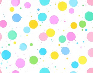 Playful Watercolor Splatter Pattern Pastel Hues on White Background.