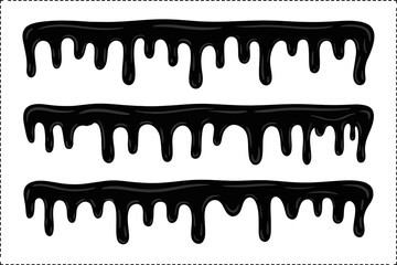 Dripping border frame collection, Halloween slime set, spooky liquid edge, modern creative vector illustration for decor