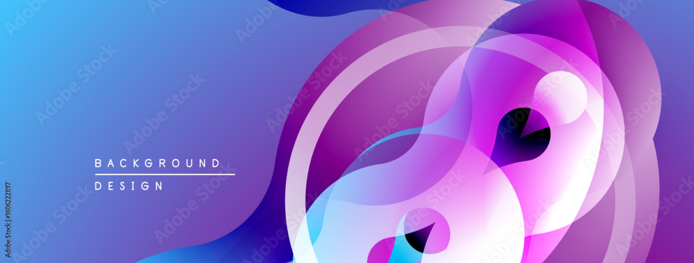 Poster Abstract fluid shapes, vibrant colors blend. Gradient background creates dynamic visual effect. Modern design element for projects.