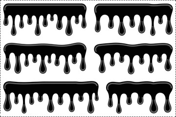 Dripping slime border vector set, Halloween spooky frame collection, liquid edge design, unique creative illustration for decor