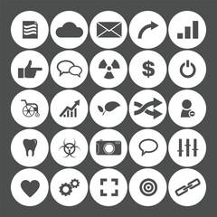 Universal Flat Round Icon Set – Essential Symbols for Web & App UI
