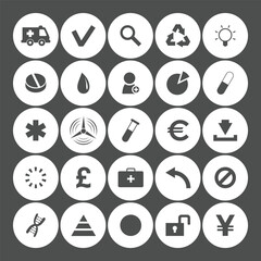 Universal Flat Round Icon Set – Essential Symbols for Web & App UI