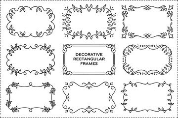 Fototapeta premium Vintage decorative frame vector set, ornate border collection, elegant invitation design, unique creative illustration