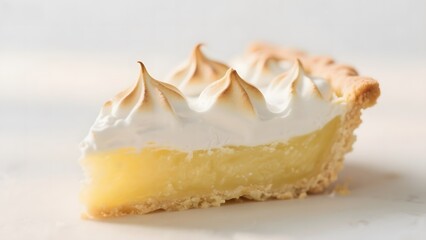 Slice of Lemon Meringue Pie with Fluffy White Topping