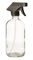 Clear plastic spray bottle cut out isolated transparent background