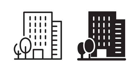 Urban Building Icon – Minimalist City Structure Symbol