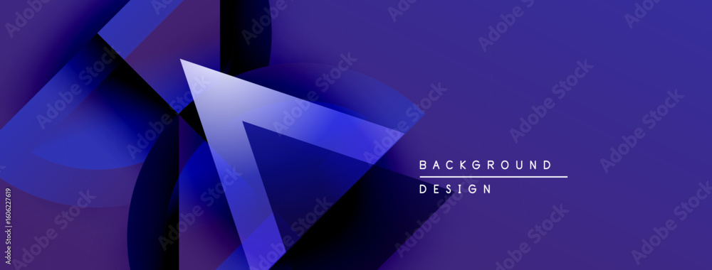 Poster abstract blue design features overlapping shapes. gradient shades create depth, modern aesthetic. te