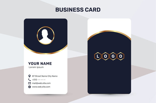 The business card uses a golden color accent | Premium