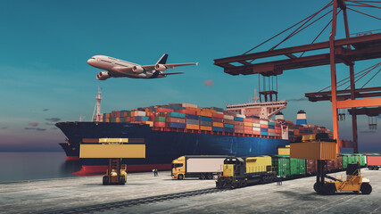 Global Cargo Logistics at Modern Port Terminal
