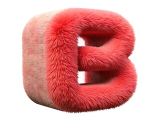 3D Furry Letter B in Pink &ndash; Soft and Fluffy Alphabet Design
