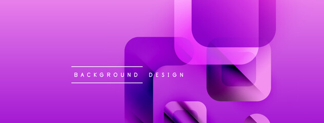 Abstract purple background. Geometric shapes overlap creating dynamic visual effect. Modern design elements present.