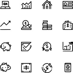 Simple Black Line Icon Grid 5