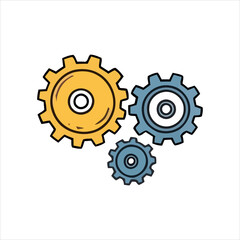 vector illustration of a cute simple flat style gear setting