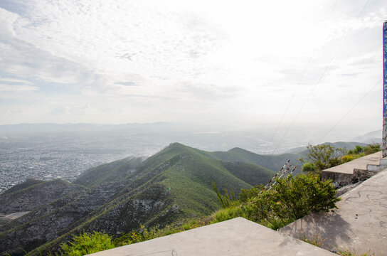 Stunning vista overlooking Monterrey Mexico from Chipinque mountain top, offering a breathtaking panoramic view