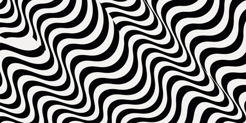 Fototapeta premium Abstract black and white wavy lines pattern silhouette