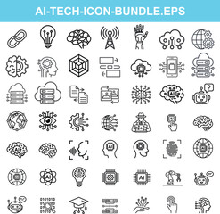 Editable Stroke Business Strategy and Innovation Icons – Outline Set of Growth, Planning, Vision, Analysis, Brainstorm, Leadership, Puzzle, and Success Icons