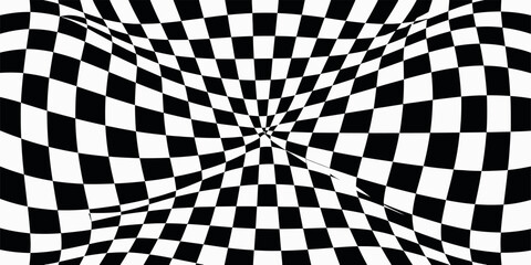 Distorted checkerboard pattern silhouette