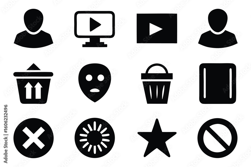 Poster vector art of a collection of user interface icons isolated on white background