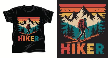 Hiking graphic t shirt design print.