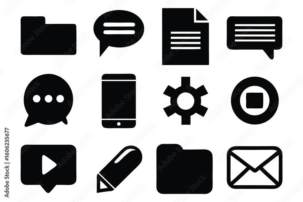 Leinwandbilder Vector art of various user interface icons are displayed on a plain white background