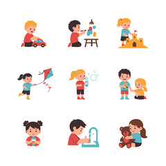 Children's Playtime Activities: Vector Illustrations for Education