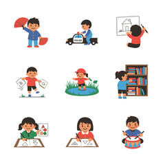 Diverse Childhood Activities: Vector Illustration