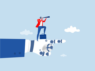 Artificial Intelligence , The Way Forward,hand robot helping businessman make strategy and forecast,vector