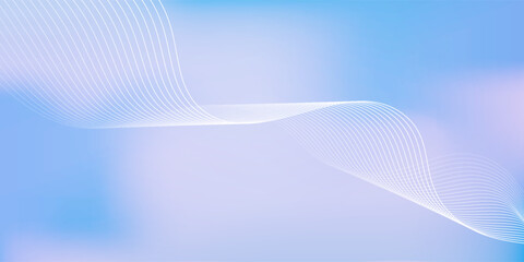 Abstract pastel purple gradient background with white subtle wavy lines - futuristic minimalist vector illustration. Elegant pale curved stripes, smooth dynamic swooshes. Light clean design template.