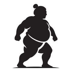 Powerful Sumo Wrestler Silhouette Ready for a Match
