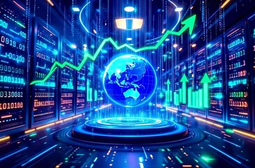 Global Data Growth Ascending World Finance Digital Transformation - Powered by Adobe