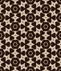 Seamless pattern illustration with brown leopard skin print and retro floral ornament