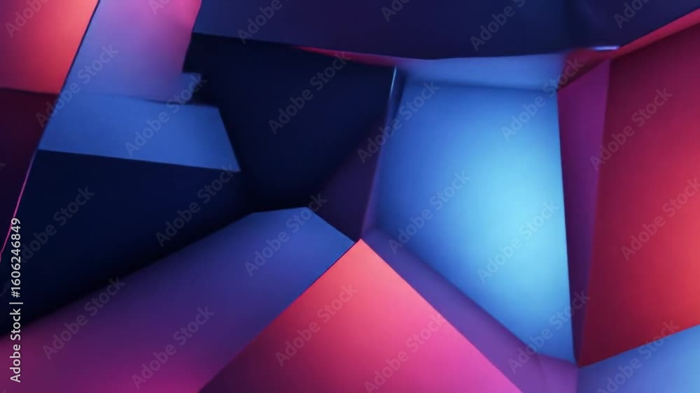 Poster abstract composition of colorful faceted shapes creating a modern and energetic visual experience wi