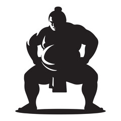 Powerful Sumo Wrestler Stance Silhouette for Strength Designs