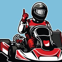 red racing car gokart vector racing car poster illustration of a gokart racing