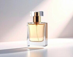 Elegant Perfume Bottle on a Bright Surface with Soft Lighting