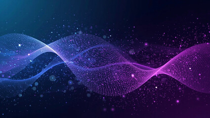 Vector abstract dynamic, wave particle and dot. Illustration technology background with dynamic mesh, flow particle design for banner, wallpaper. High tech, digital datum network and science concept
