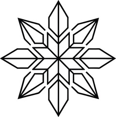 Geometric snowflake line art vector illustration design