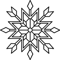 Geometric snowflake line art vector illustration design