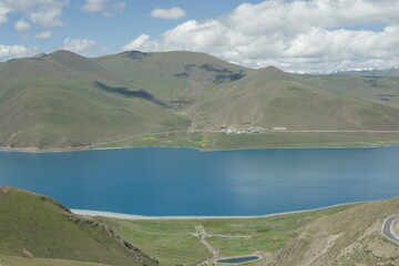 beautiful tibetan plateau lake, with powerful, sacred spiritual and healing power