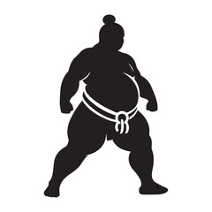 Powerful Sumo Wrestler Stance Silhouette Image for Martial Arts Design