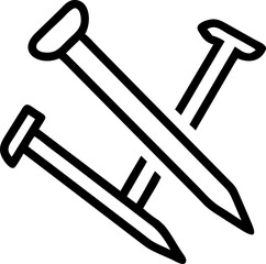 nails for construction vector icon on white or transparent background. Construction tools Stroke icon collections. Editable Stroke icon collection Outline icon.