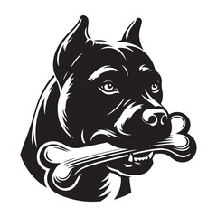 Bold Dog with Bone Vector Illustration Art Print Design