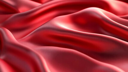 Elegant macro photograph of deep red satin fabric with soft, luxurious folds and a high-gloss finish, capturing the romantic, smooth texture and flowing movement of premium textile in vibrant detail. - Powered by Adobe