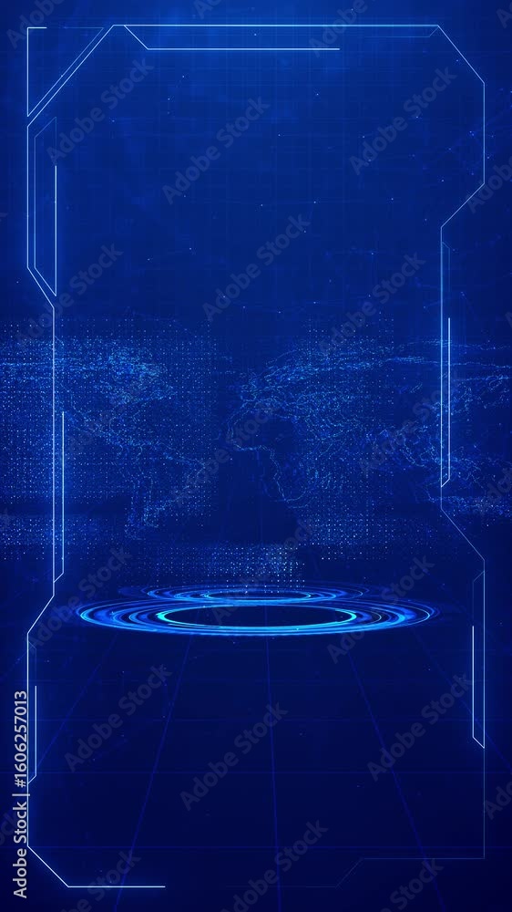 Poster blue circle energy effect abstract radio wave animation, circle animation, digital shockwave technol