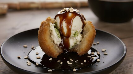 Fried Ice Cream crispy coated ice cream ball with melting core