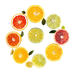 Obraz premium Circular arrangement of citrus fruits